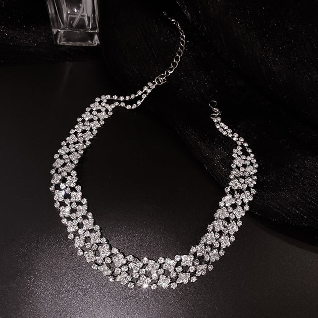 Simple Collarbone Full Rhinestone Necklace – DRESSVY