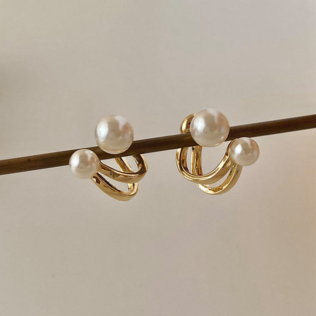Silver needle retro temperament pearl earrings