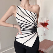 Irregular Line Summer One-Shoulder Sleeveless Top