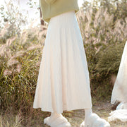 Wavy rhombus plaid knit high waist long skirt