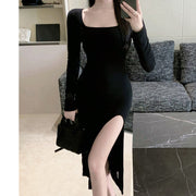Hepburn Style Sexy Slim Fit Black Long Dress