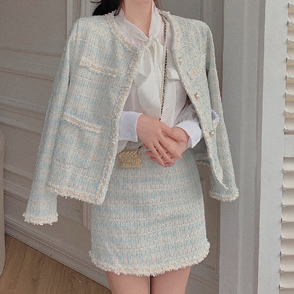Two-Piece Suit Long-Sleeved Top And Skirt