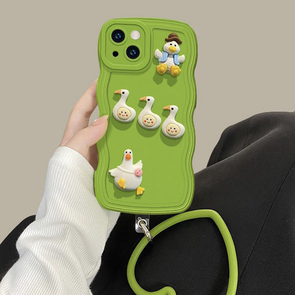 Three-Dimensional Duck Green Iphone Case