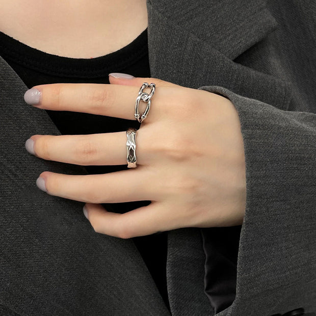 Threaded Chain Cross Adjustable Ring Set