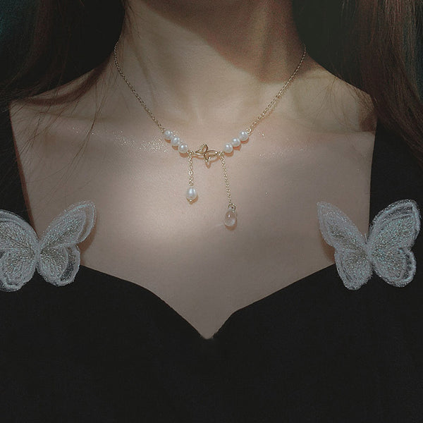 Butterfly Pearl Vintage Clavicle Necklace