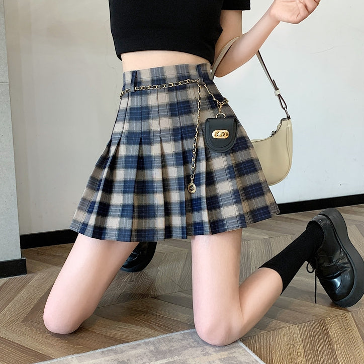 Plaid Mini Skirt With Chain main image 1