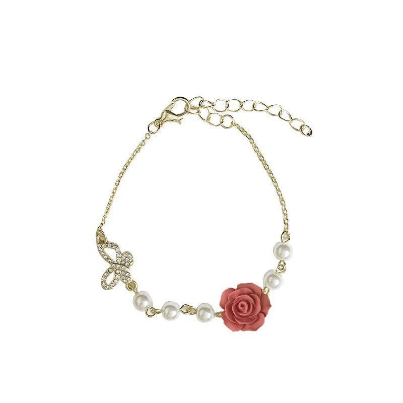 Pearl Camellia Bow  Fashion Bracelet
