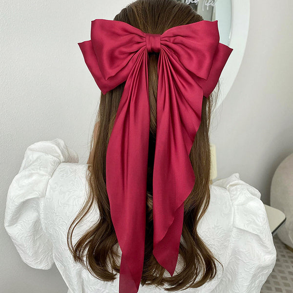 Solid Color Bow Back Head Spring Clip Hair Clip