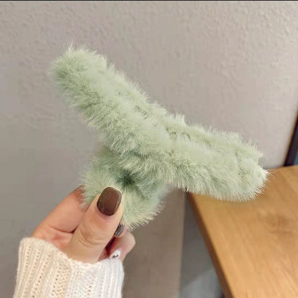 Solid Color Plush Simple Back Head Hair Clip