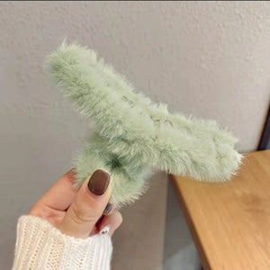 Solid Color Plush Simple Back Head Hair Clip