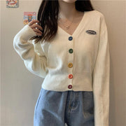 Sweater Coat Cardigan New V-Neck Sweater Short Top