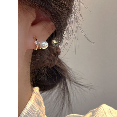 Simple Pearl Unique Design Small Delicate Earrings