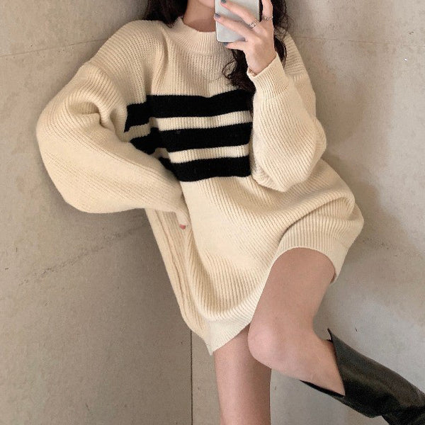 Sweater Long Sleeve Round Neck Outer Wear Top