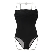 New sexy solid black one-shoulder split swimsuit