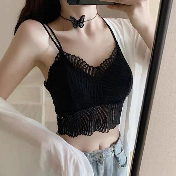 Solid Color Camisole Wrap Chest Crop Top