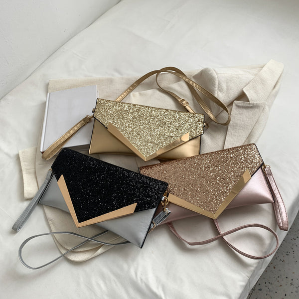 Fashion Evening Sequin Clutch Simple Small Square Bag