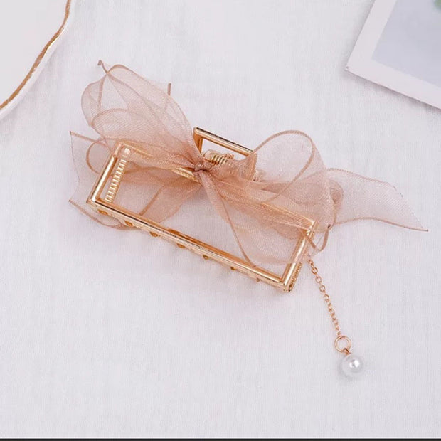 Butterfly Fringe Pearl Crystal Hair Clip