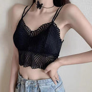 Solid color camisole wrap chest crop top