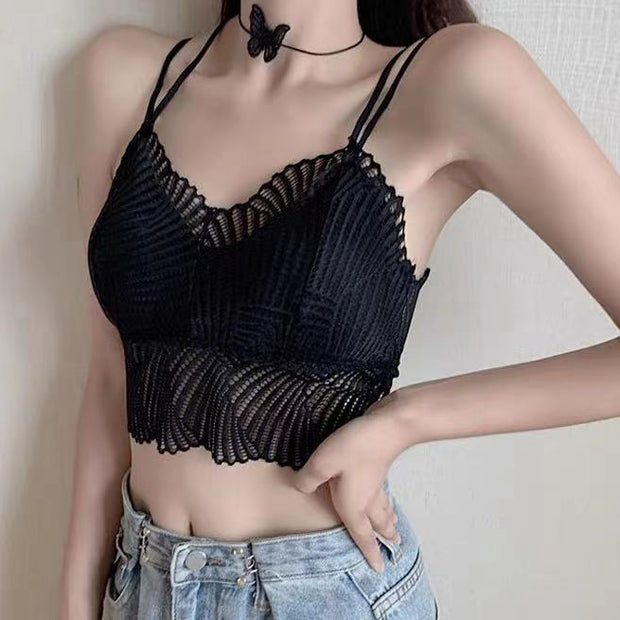 Cute solid color camisole wrap chest crop top