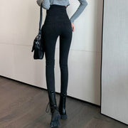 High-Waisted Black Stretch Pencil Jeans