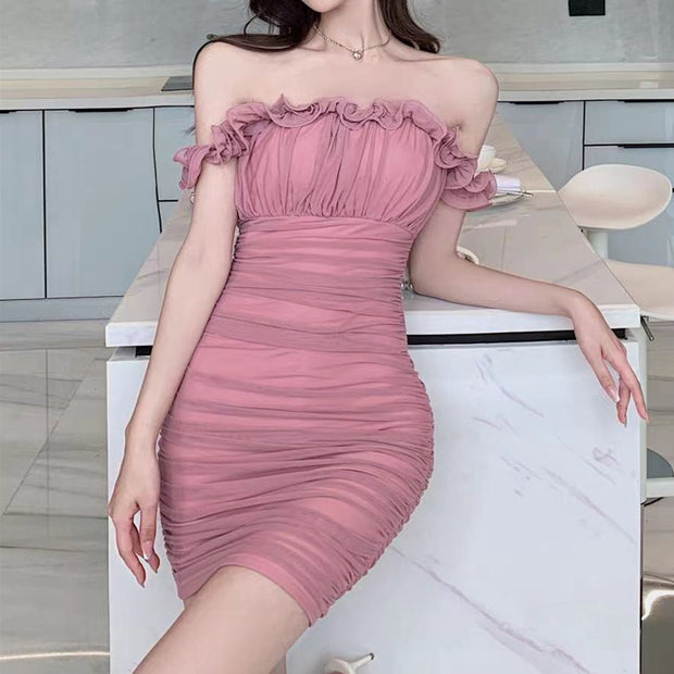New style one-shoulder cami high-waist bodycon dress