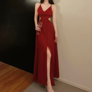 Cross v-neck cami high waist zip cocktail dress