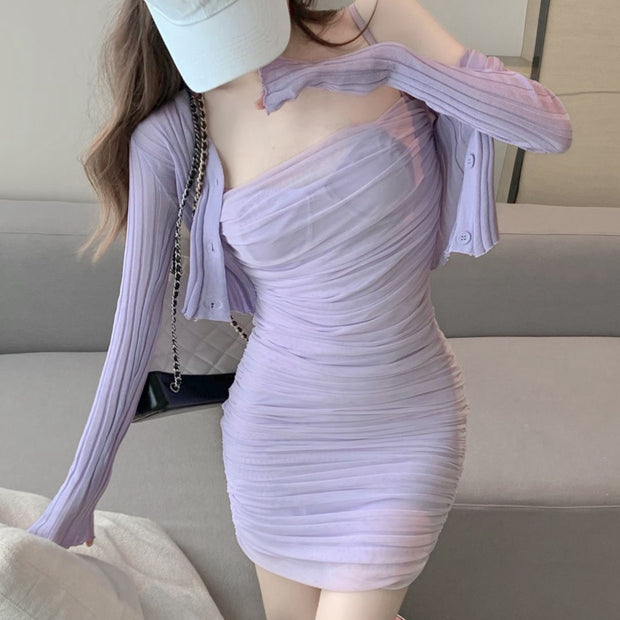 One shoulder sleeveless sling short dress