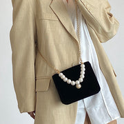 Vintage pearl velvet chain messenger bag