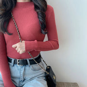 Long Sleeve Knitted Half Turtleneck Sweater
