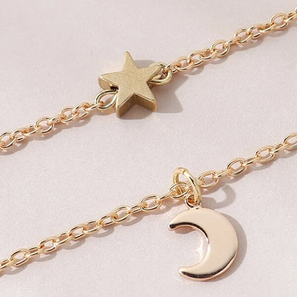 Star Moon Pendant Double Waist Chain