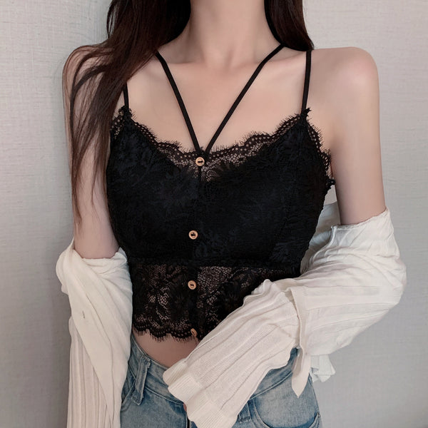 Lace Halter Camisole Chest Pad Tube Top