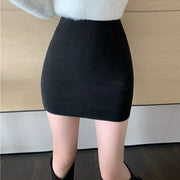Pure color high waist a-line short skirt