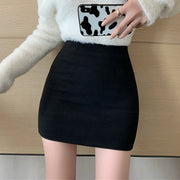 Pure color high waist a-line short skirt
