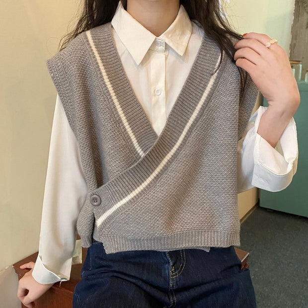 Two-piece waistcoat top and white shirt