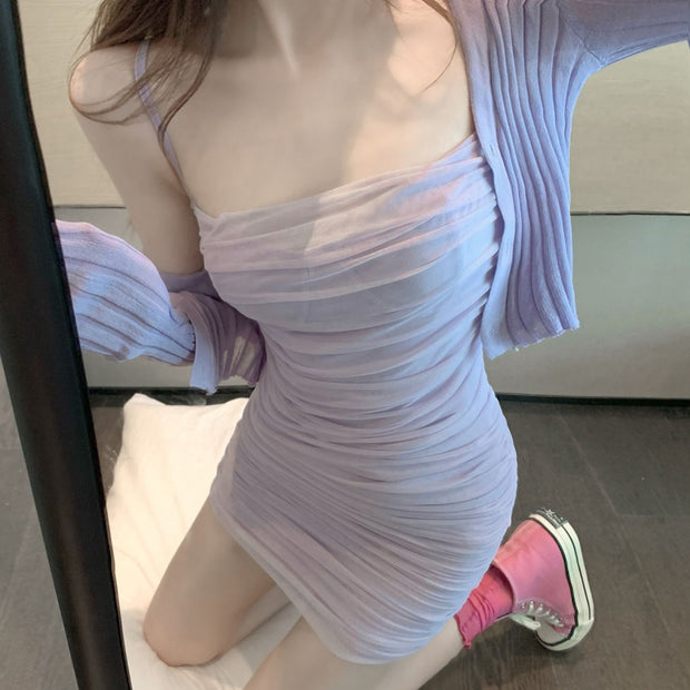 One shoulder sleeveless sling short dress