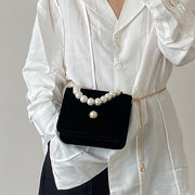 Vintage pearl velvet chain messenger bag