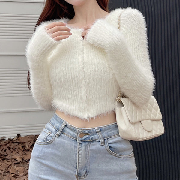 Trendy Mink Plush Coat Temperament Sweater Cardigan