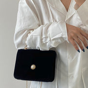 Vintage pearl velvet chain messenger bag