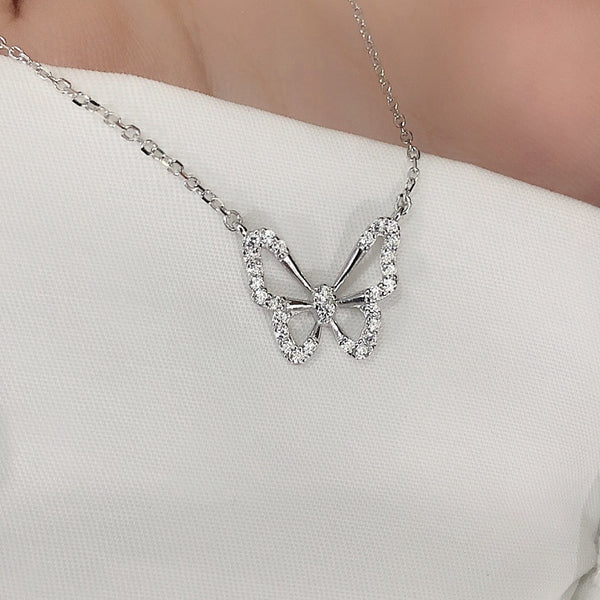 Silver Butterfly Pendant Personality Necklace