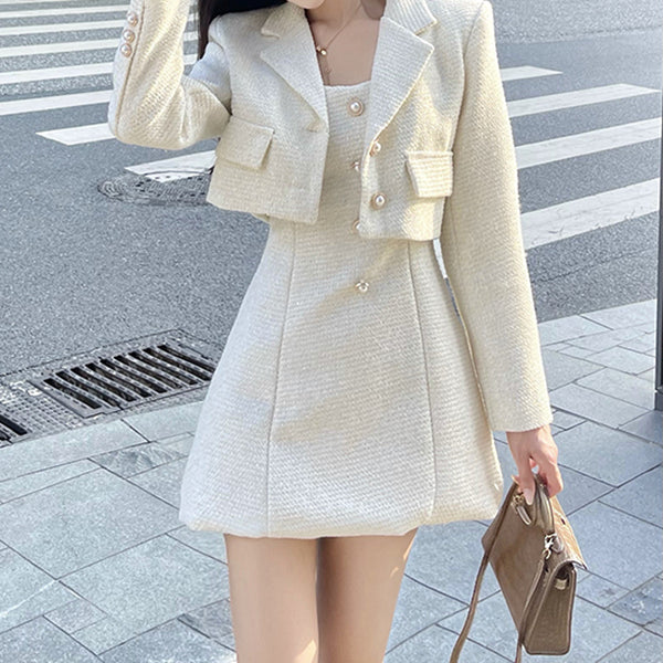 Retro Dress Long Sleeve Blazer Suit
