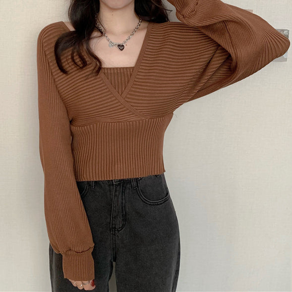 Knitted Top Outside Long-Sleeved Sweater