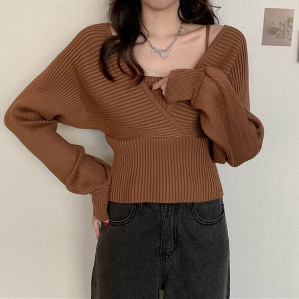 Knitted top outside long-sleeved sweater