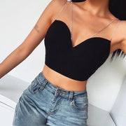 Flashing Diamond Chain Tube Top Strap Wrap Top