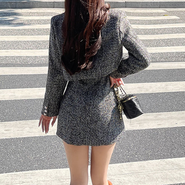Retro Dress Long Sleeve Blazer Suit
