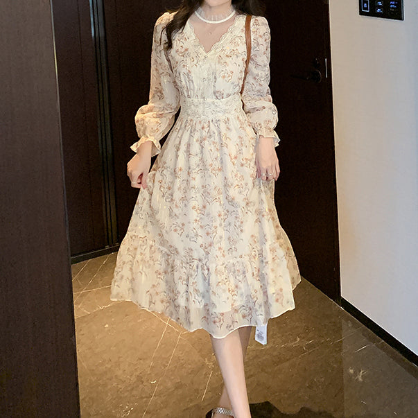 Floral Breeze Chiffon Dress | Casual Printed One-Piece Dress main image 1