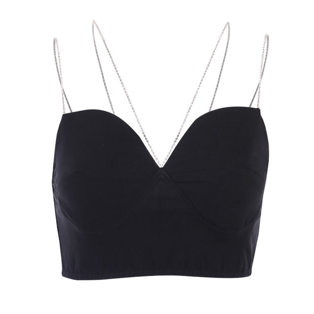 Flashing Diamond Chain Tube Top Strap Wrap Top