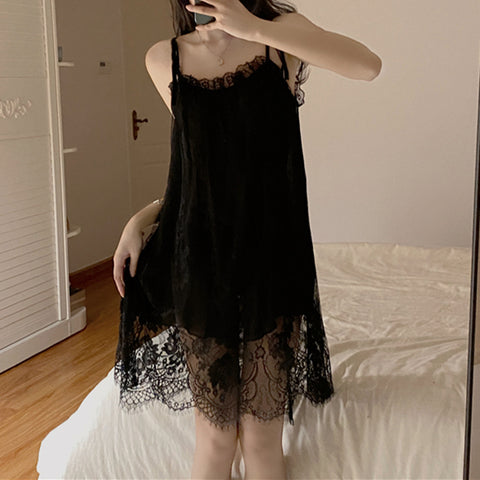Solid Color Lace Nightdress Cami Home Pajamas