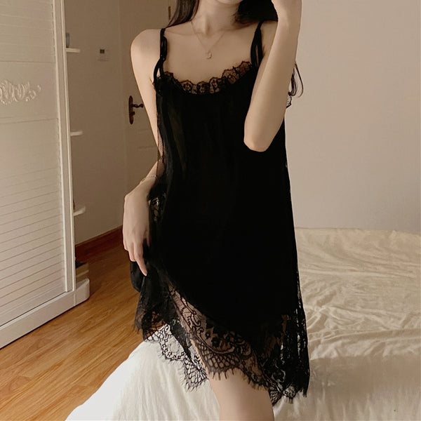 Solid Color Lace Nightdress Cami Home Pajamas