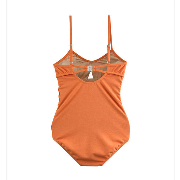 Solid Color Small Chest One-Piece Swimsuit Vacation