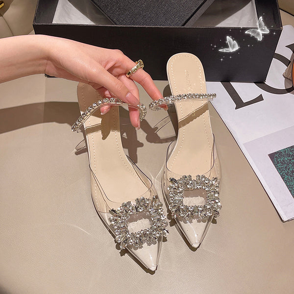 Sandals Transparent Crystal High-Heeled Shoes Stiletto